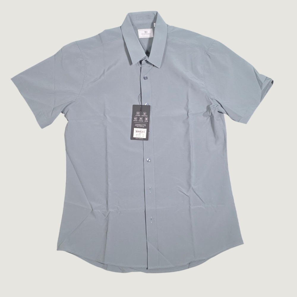7 Diamonds Siena Short Sleeve Button Down Shirt Seafoam Green SMK-7617 Mens Med